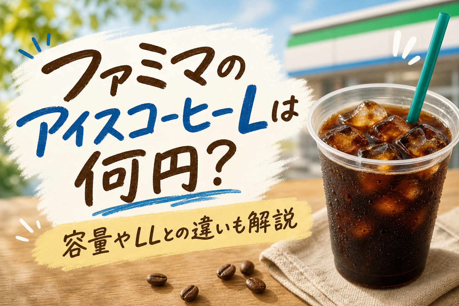 ファミマのアイスコーヒーLは何円？容量やLLとの違いも解説